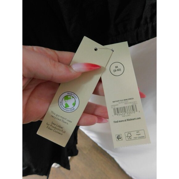 No Boundaries Medium Black Puff Sleeve Mini Dress Ruffle Hem Boho Witch - Picture 10 of 13